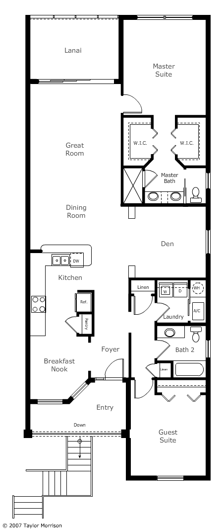 Pembroke Condo Floor Plan in Tortuga, Fort Myers by Taylor Morrison, 1,632 Square Feet, 2 Bedrooms, 2 Baths, 1 Story